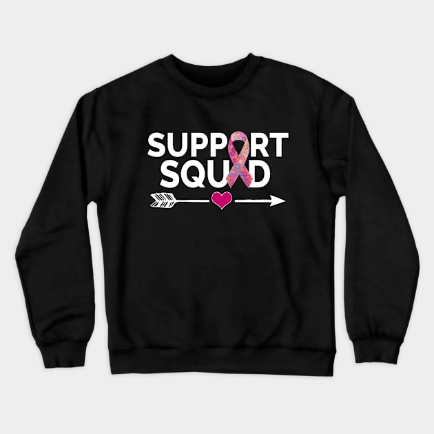 Breast Cancer Support Squad - Pink Breast Cancer Ribbon Crewneck Sweatshirt by CoolandCreative